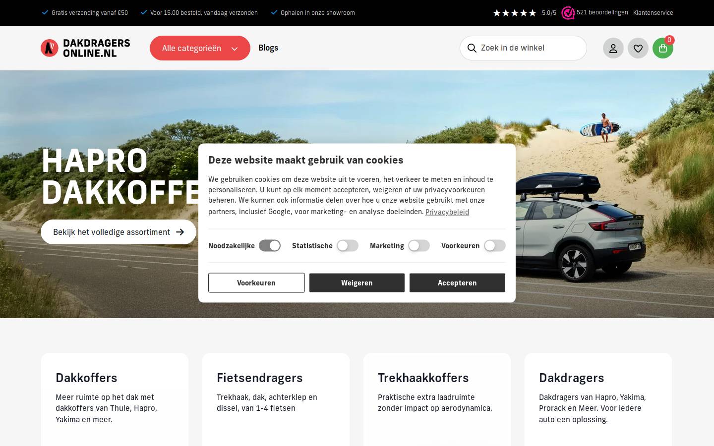 Dakdragers Online homepage screenshot