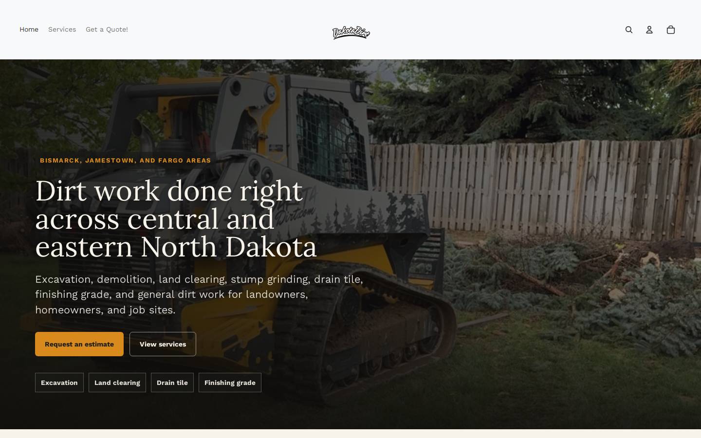 dakotadirt.com homepage screenshot