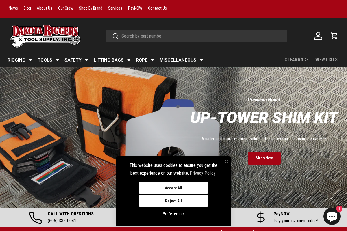 Dakota Riggers & Tool Supply, Inc. homepage screenshot
