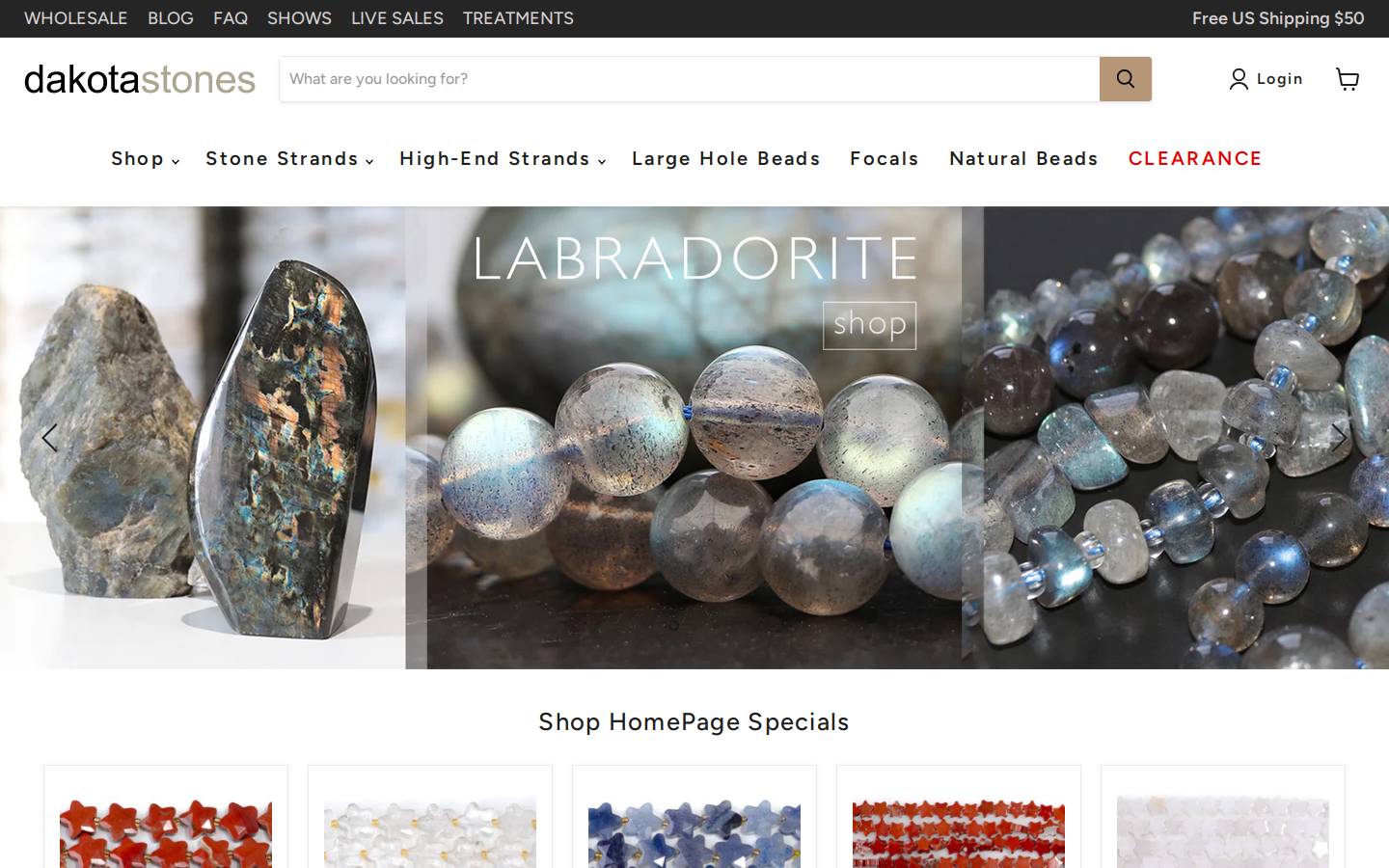Dakota Stones homepage screenshot