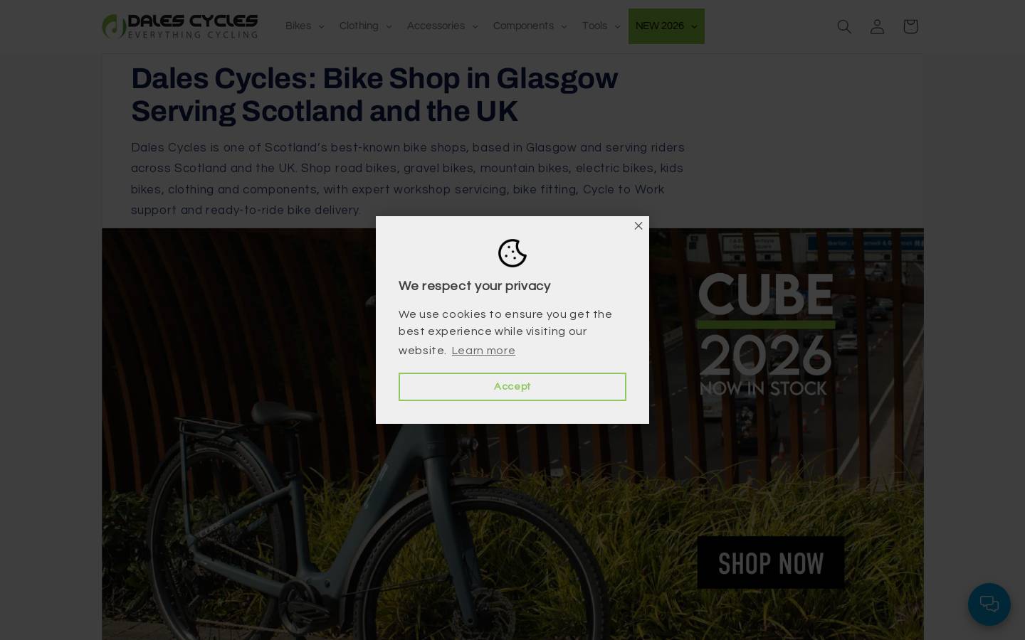 Dales Cycles homepage screenshot