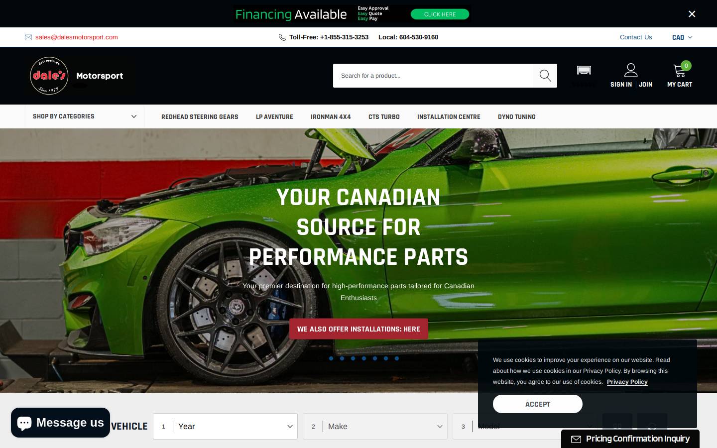 dalesmotorsports.com homepage screenshot