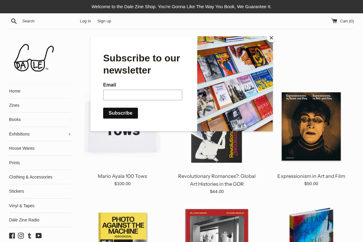 Dale Zine Shop homepage screenshot