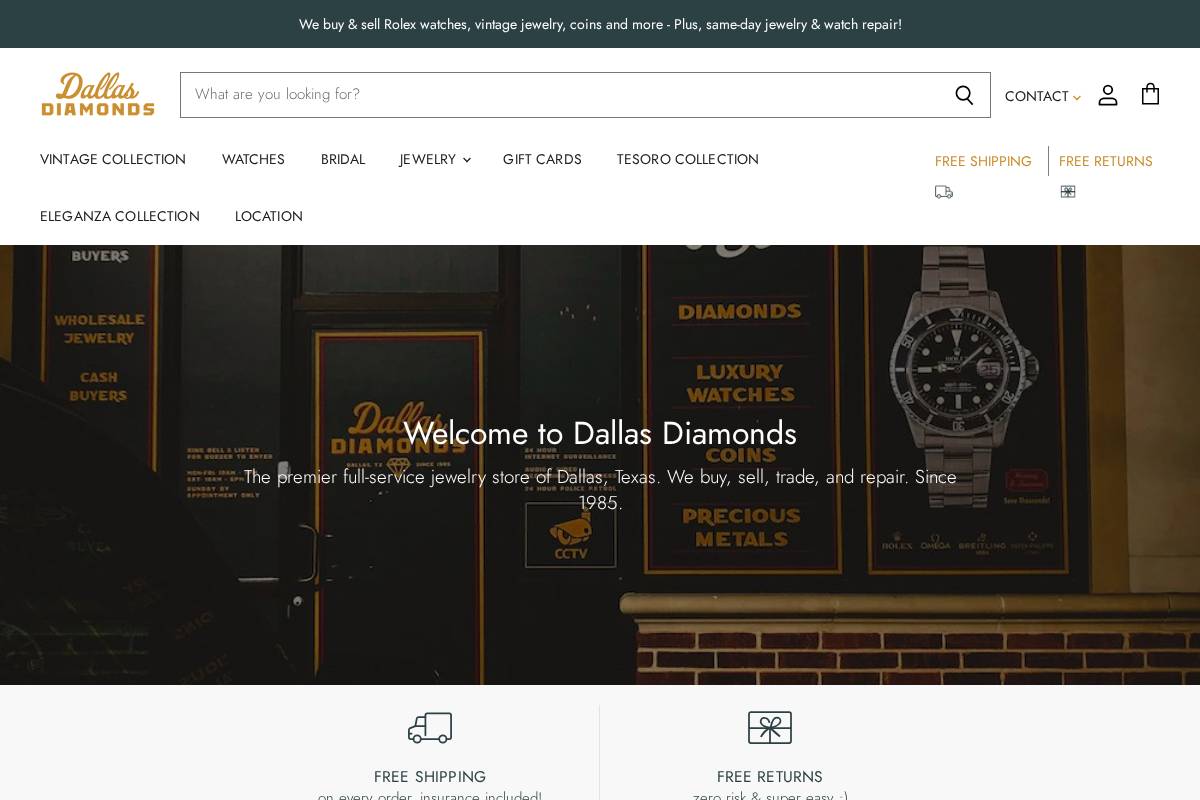 dallasdiamondsdfw.com homepage screenshot