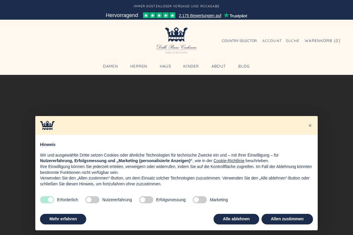 Dalle Piane Cashmere homepage screenshot