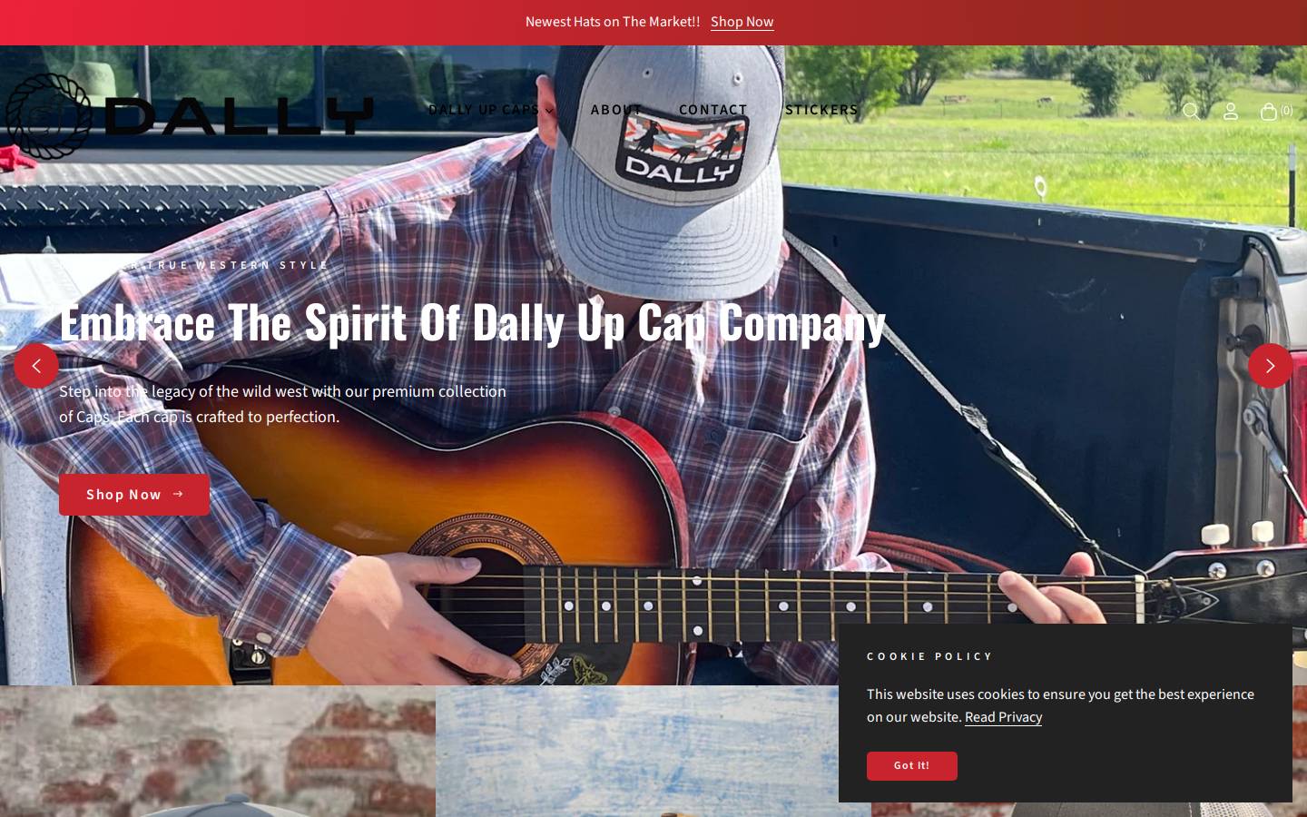dallyupcaps.com homepage screenshot