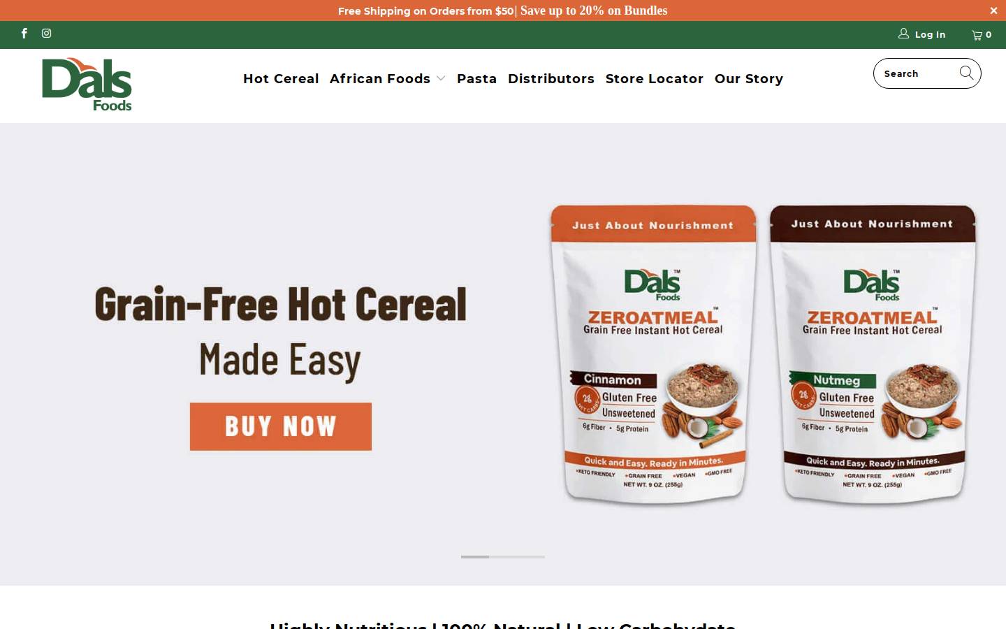 dalsfoods.com homepage screenshot