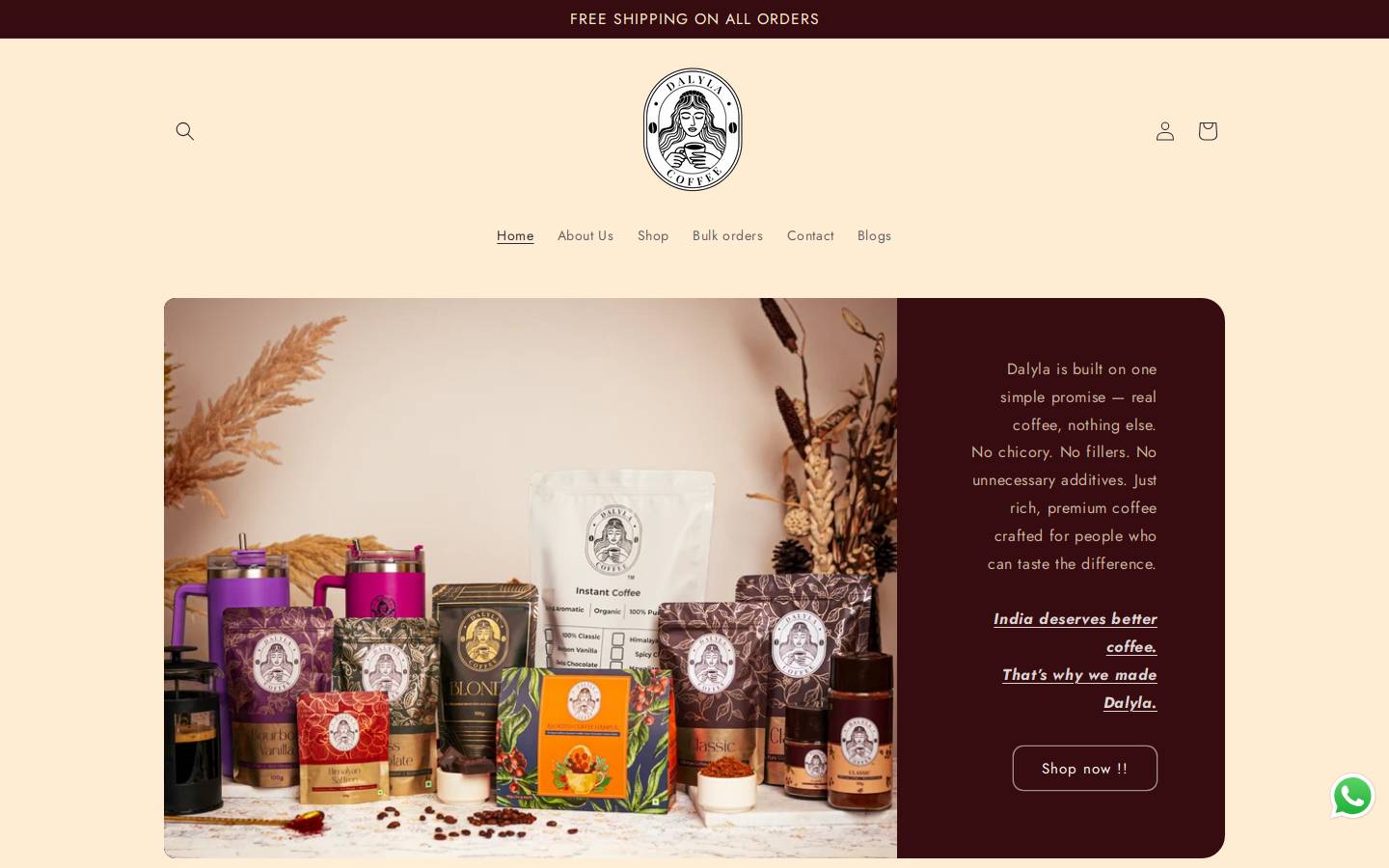 dalylacoffee.com homepage screenshot