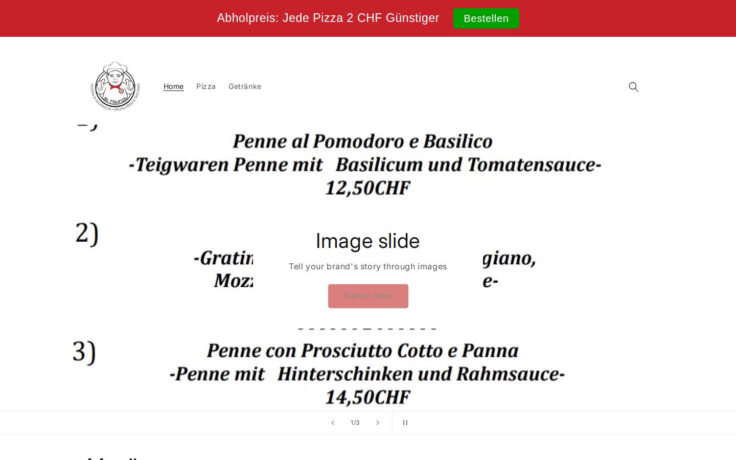 damauriziopizzeria.ch homepage screenshot