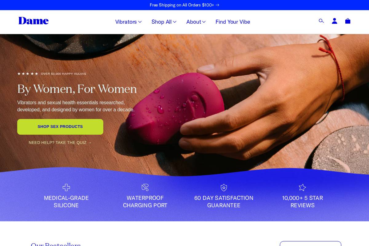 Dame homepage screenshot
