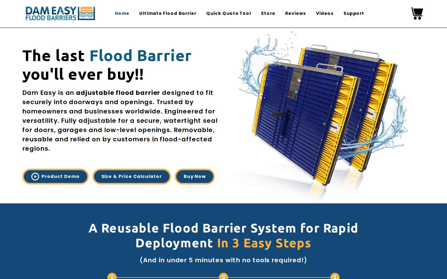 dameasyfloodbarriers.com homepage screenshot
