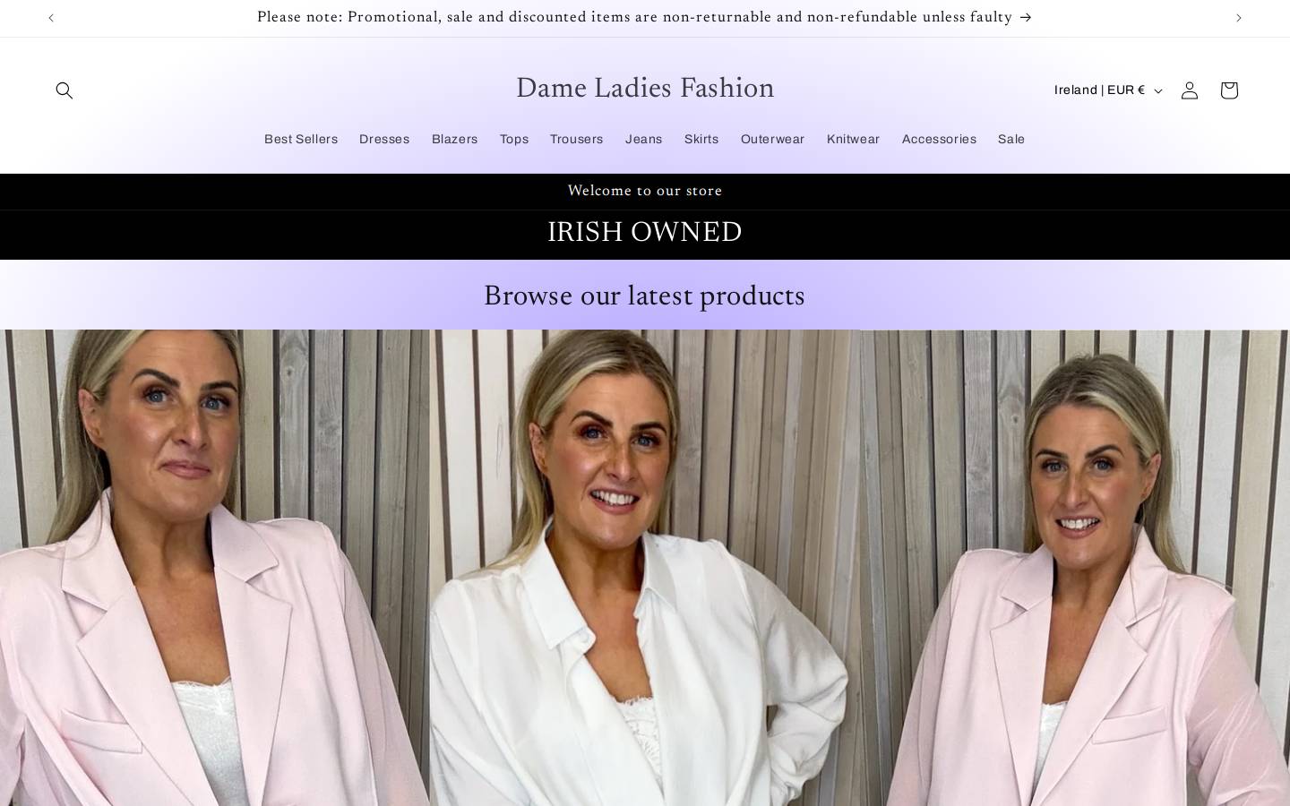 dameladiesfashion.ie homepage screenshot
