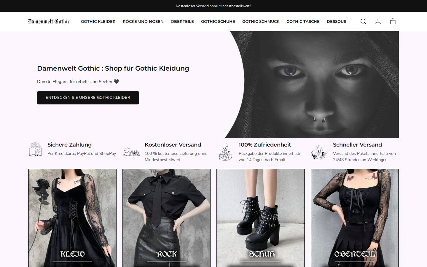 damenwelt-gothic.de homepage screenshot