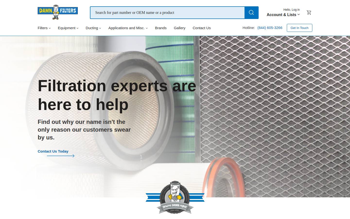 damnfilters.com homepage screenshot
