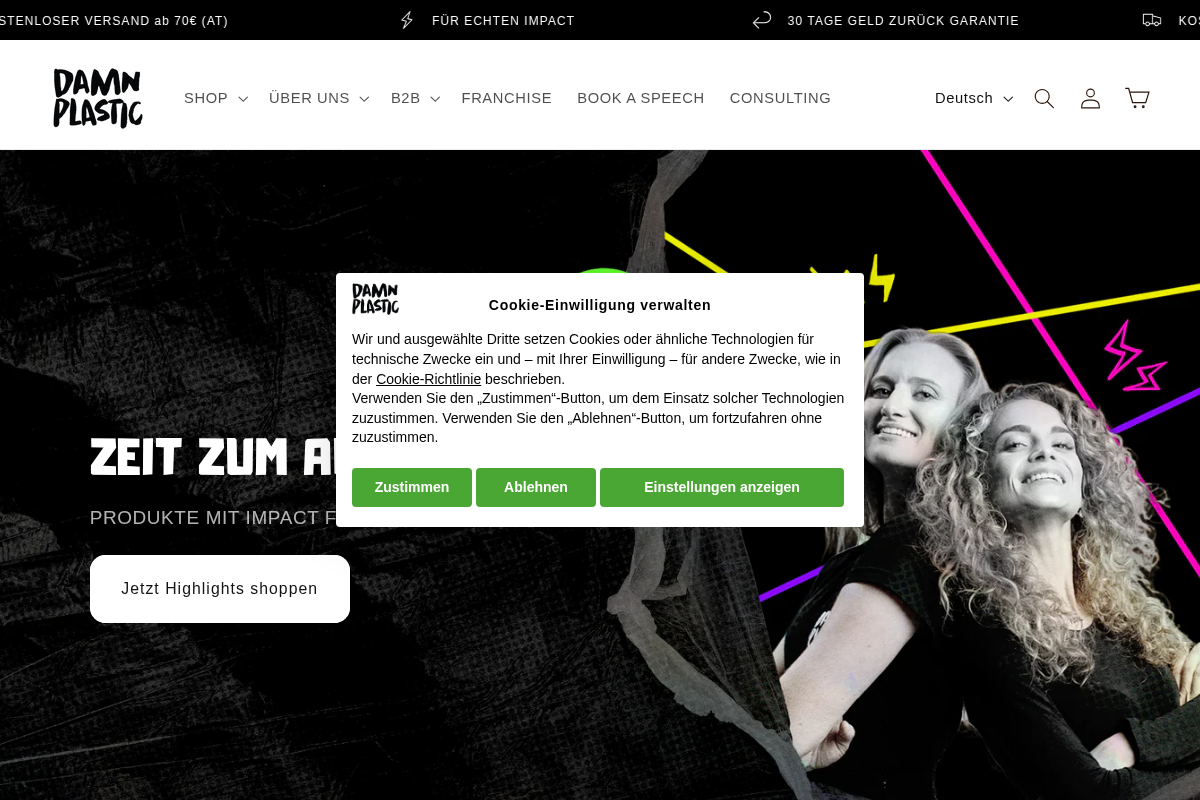 damnplastic.com homepage screenshot