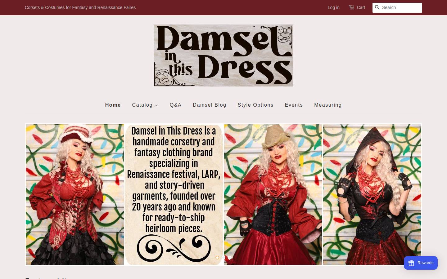 damselcorsets.com homepage screenshot