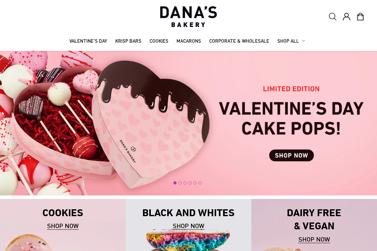Dana's Bakery homepage screenshot