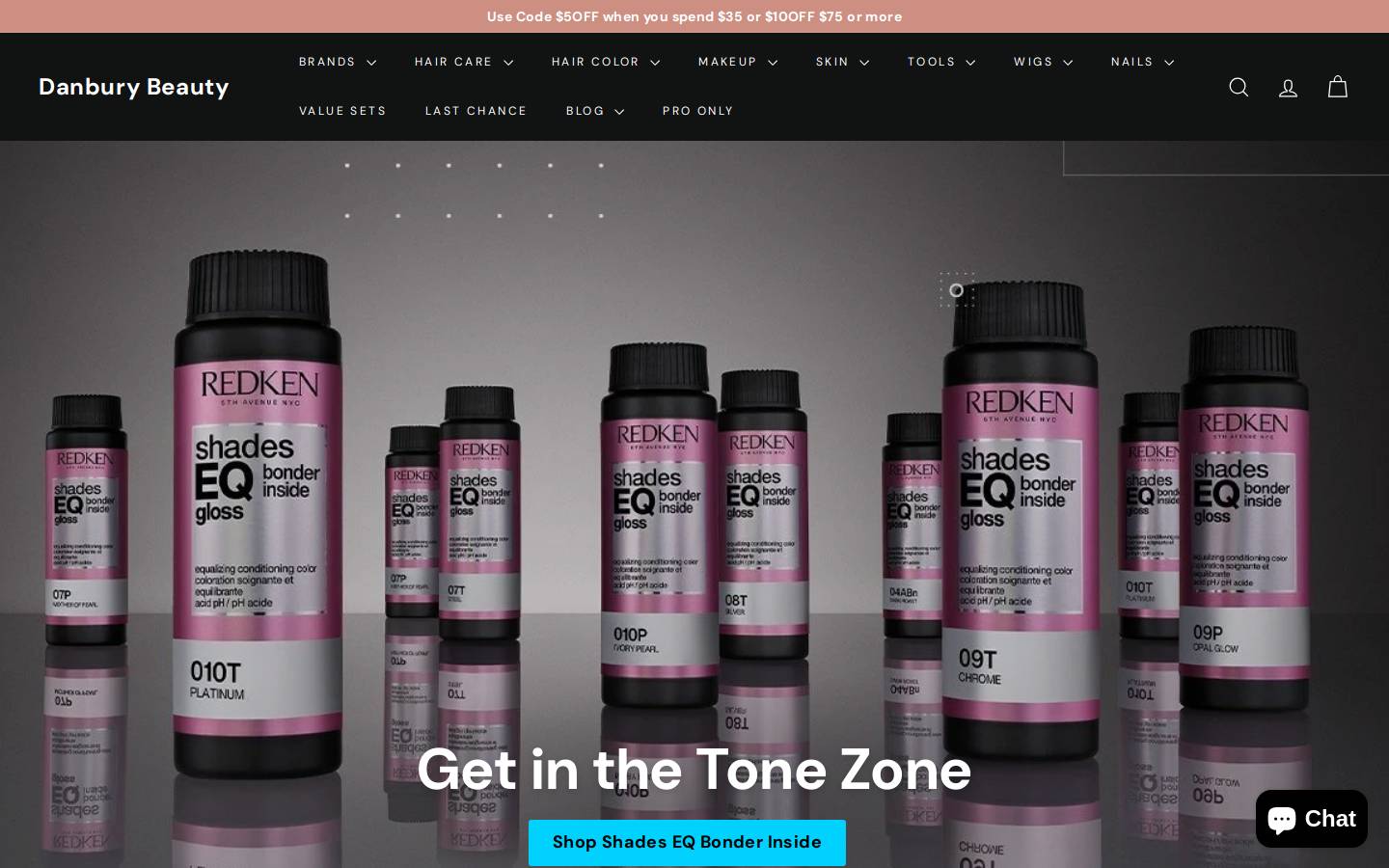 Danbury Beauty homepage screenshot