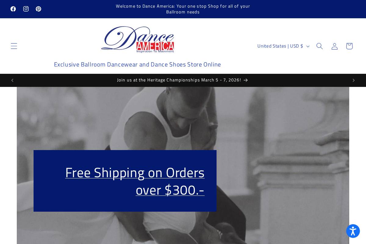 Dance America homepage screenshot