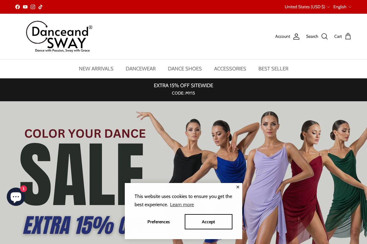 Danceandsway homepage screenshot