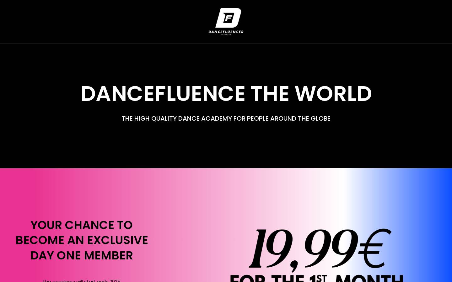 dancefluencers.com homepage screenshot