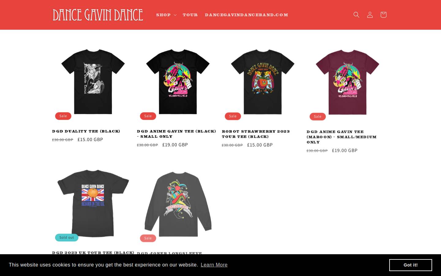 dancegavindanceband.com homepage screenshot