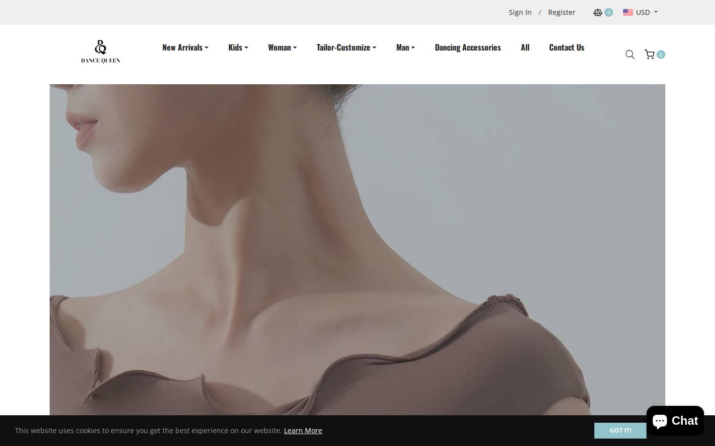 dancequeen-dancewear.com homepage screenshot