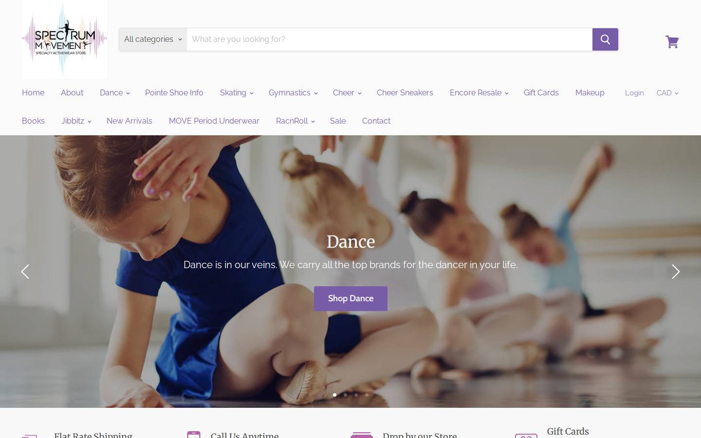 dancespectrum.ca homepage screenshot