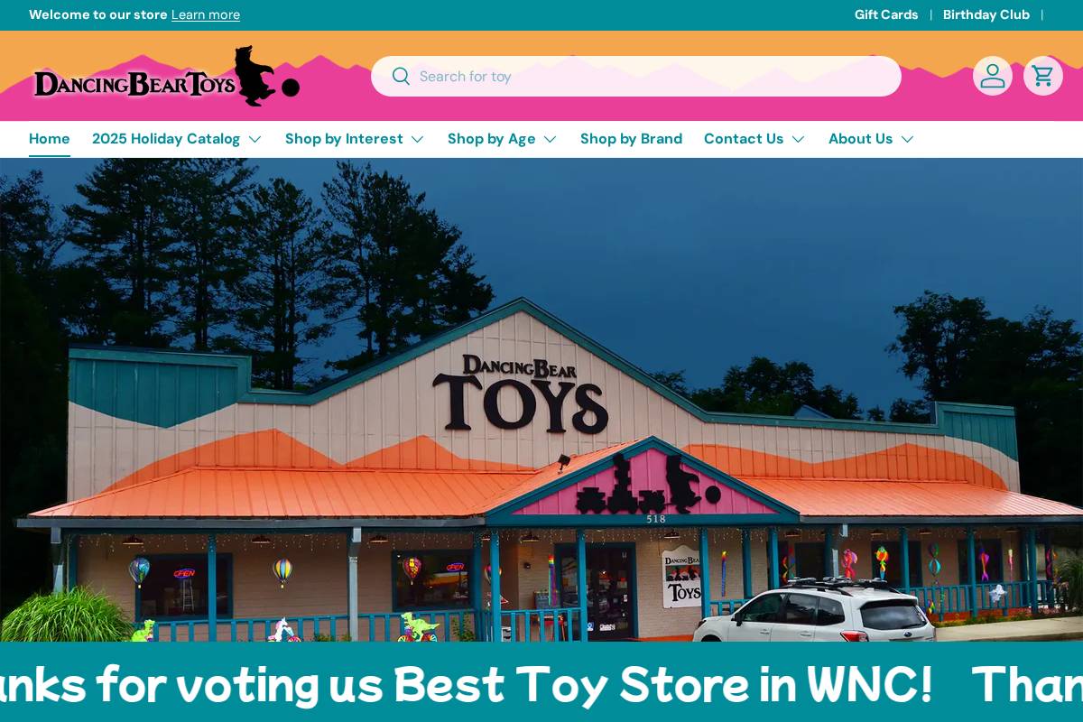 dancingbeartoys.com homepage screenshot