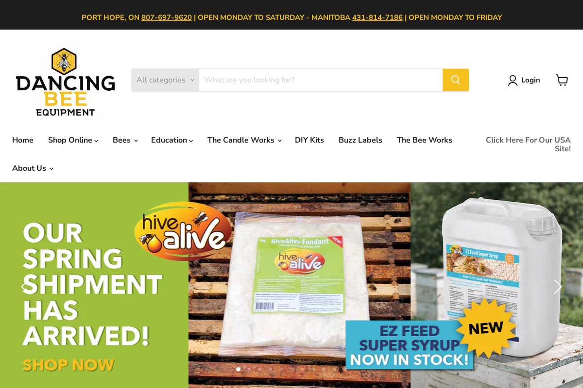 Dancing Bee Equipment homepage screenshot