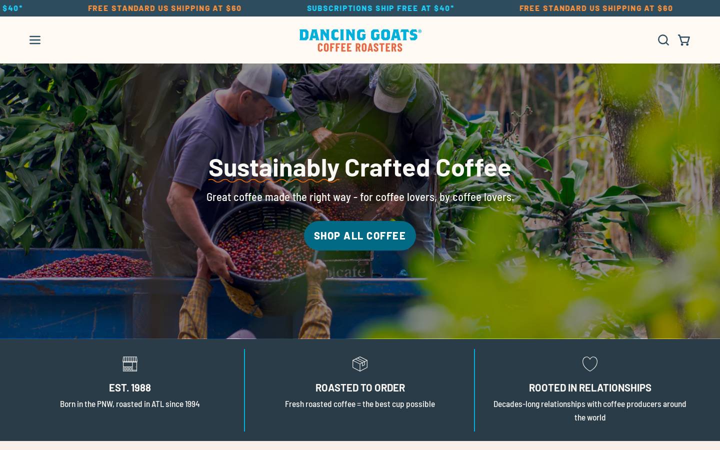dancinggoats.com homepage screenshot