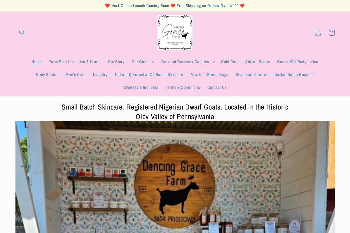 dancinggracefarm.com homepage screenshot