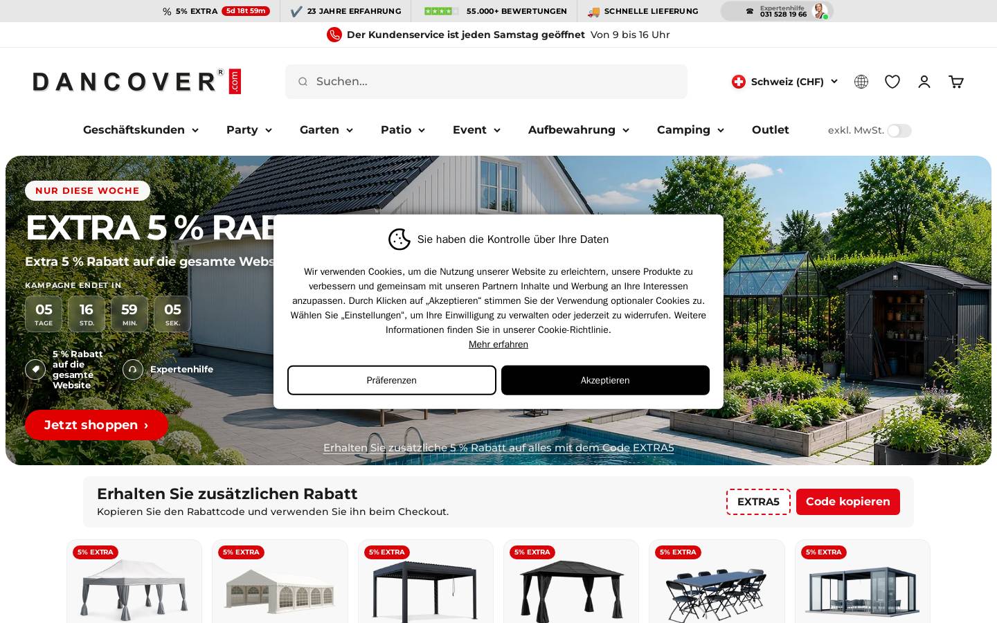 Dancovershop homepage screenshot