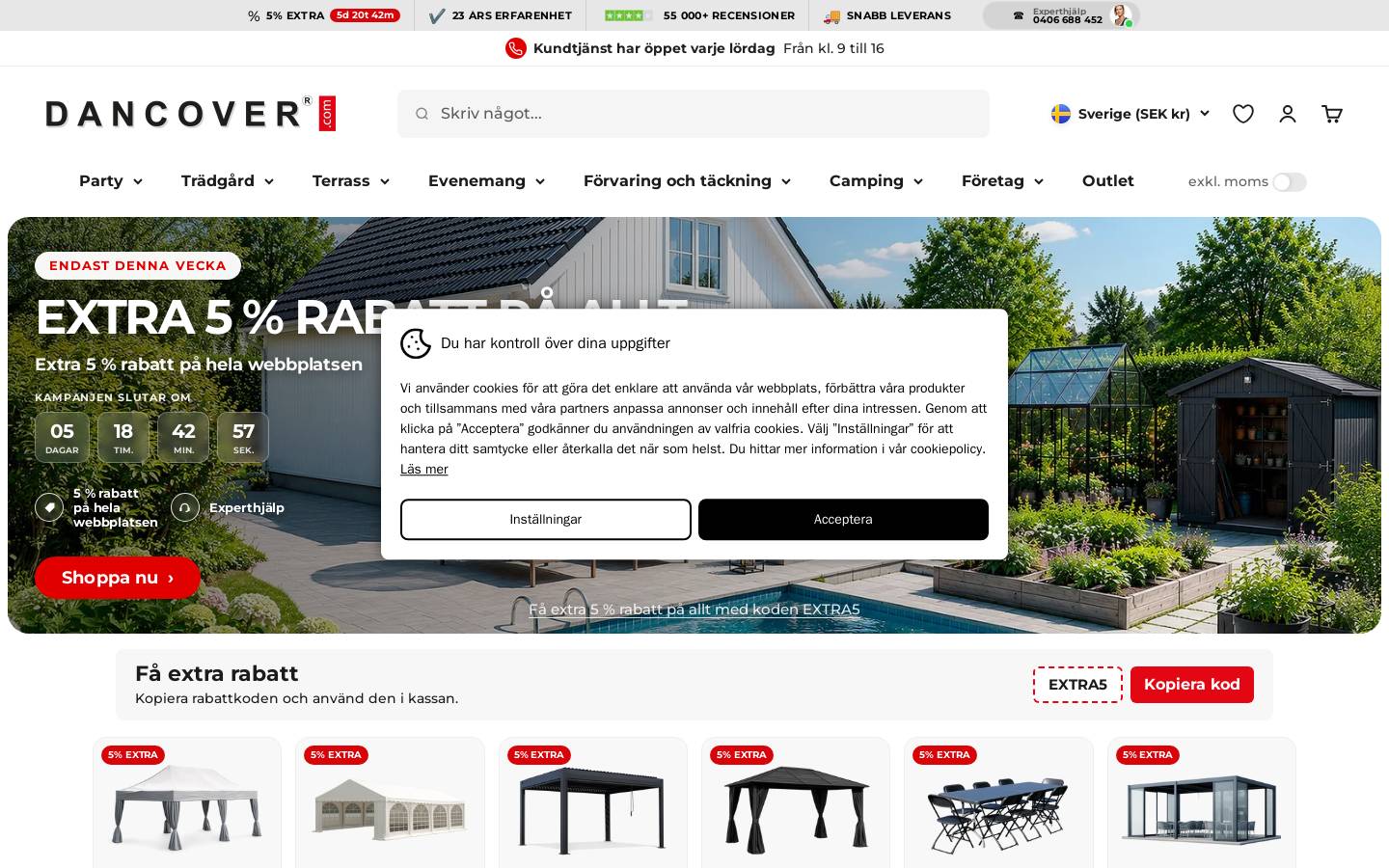 Dancovershop homepage screenshot