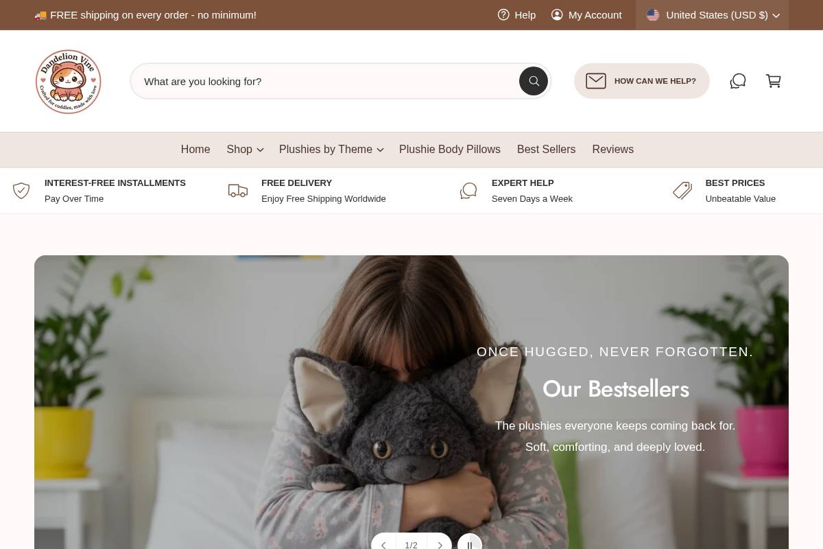 dandelionvine.com homepage screenshot