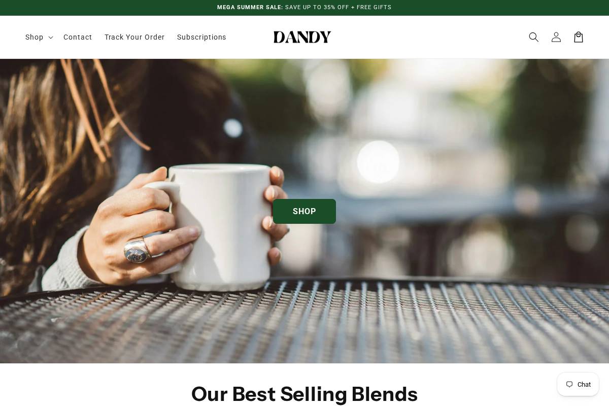 Dandysuperfoods homepage screenshot