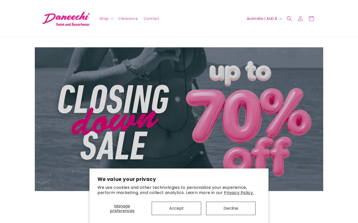 daneechiswimwear.com.au homepage screenshot