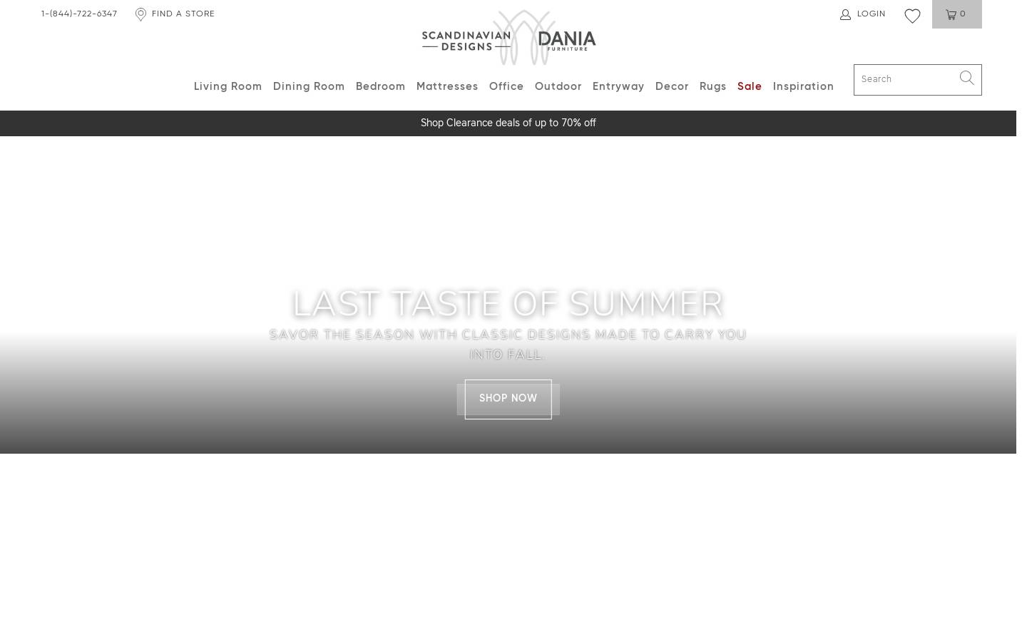 Dania Furniture homepage screenshot
