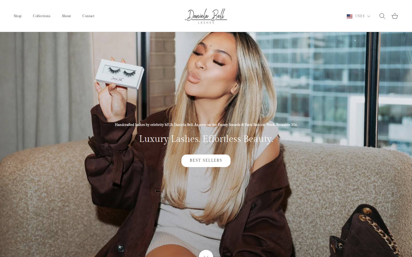 danielabelllashes.com homepage screenshot
