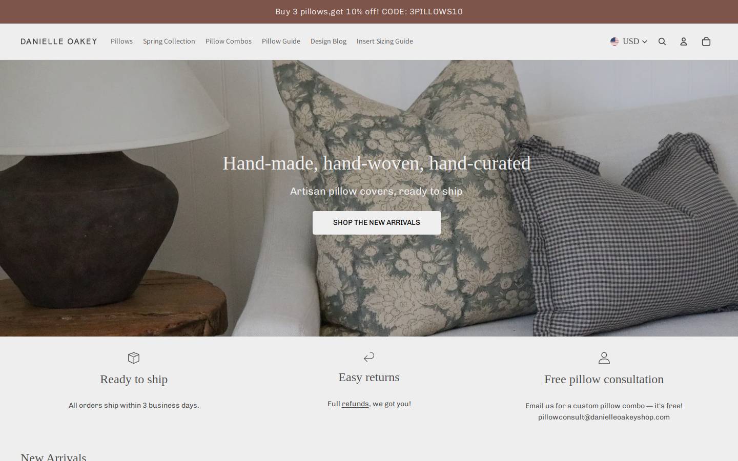 danielleoakeyshop.com homepage screenshot