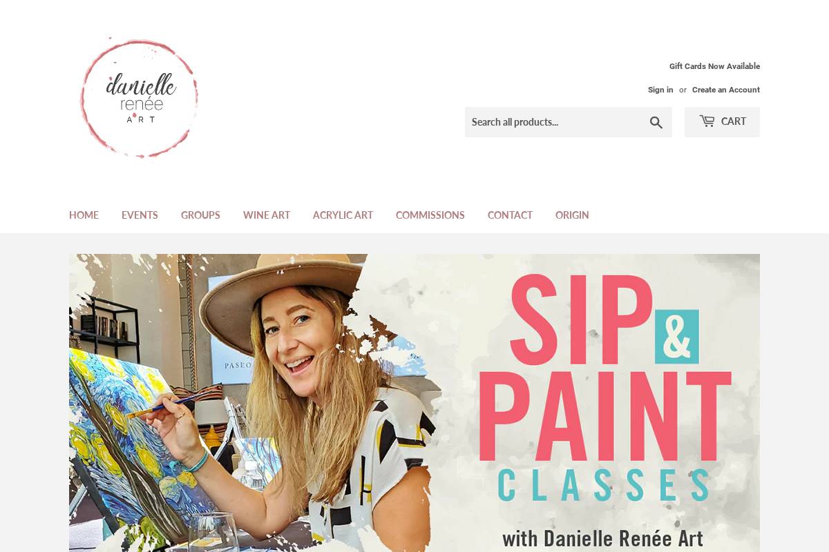daniellereneeart.com homepage screenshot