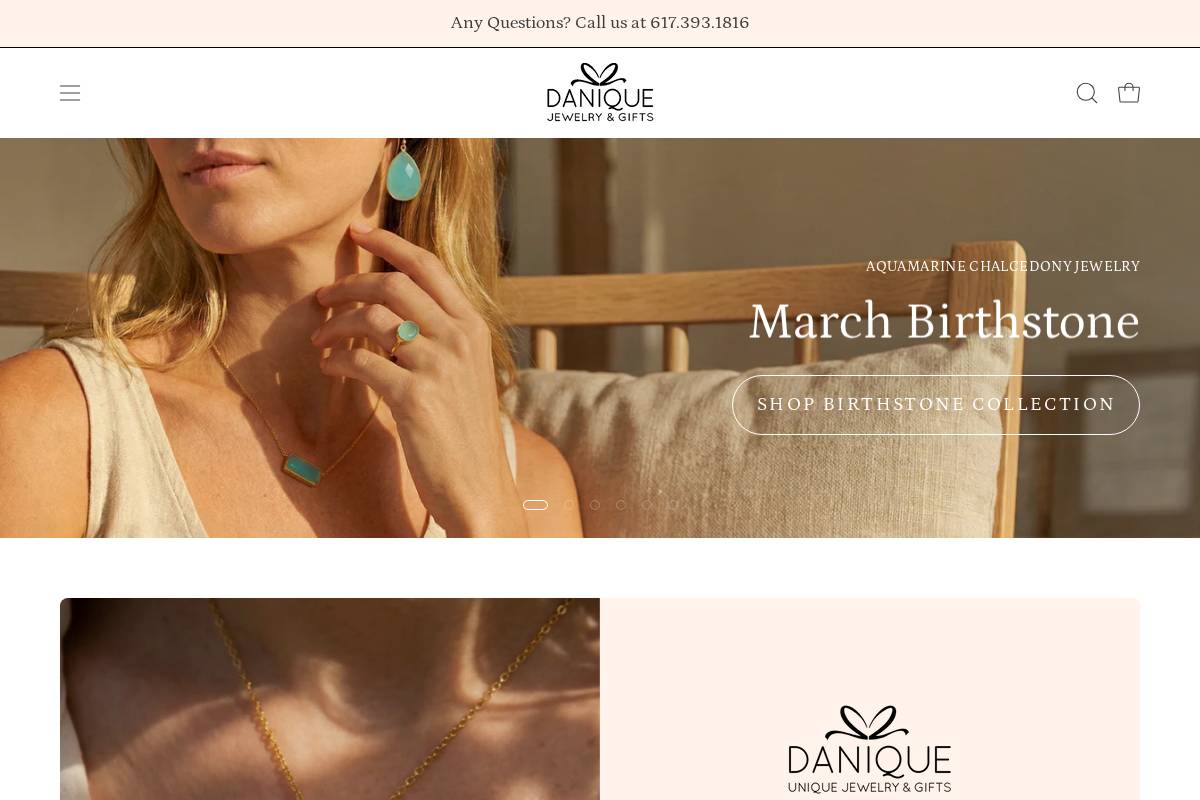 daniquejewelry.com homepage screenshot