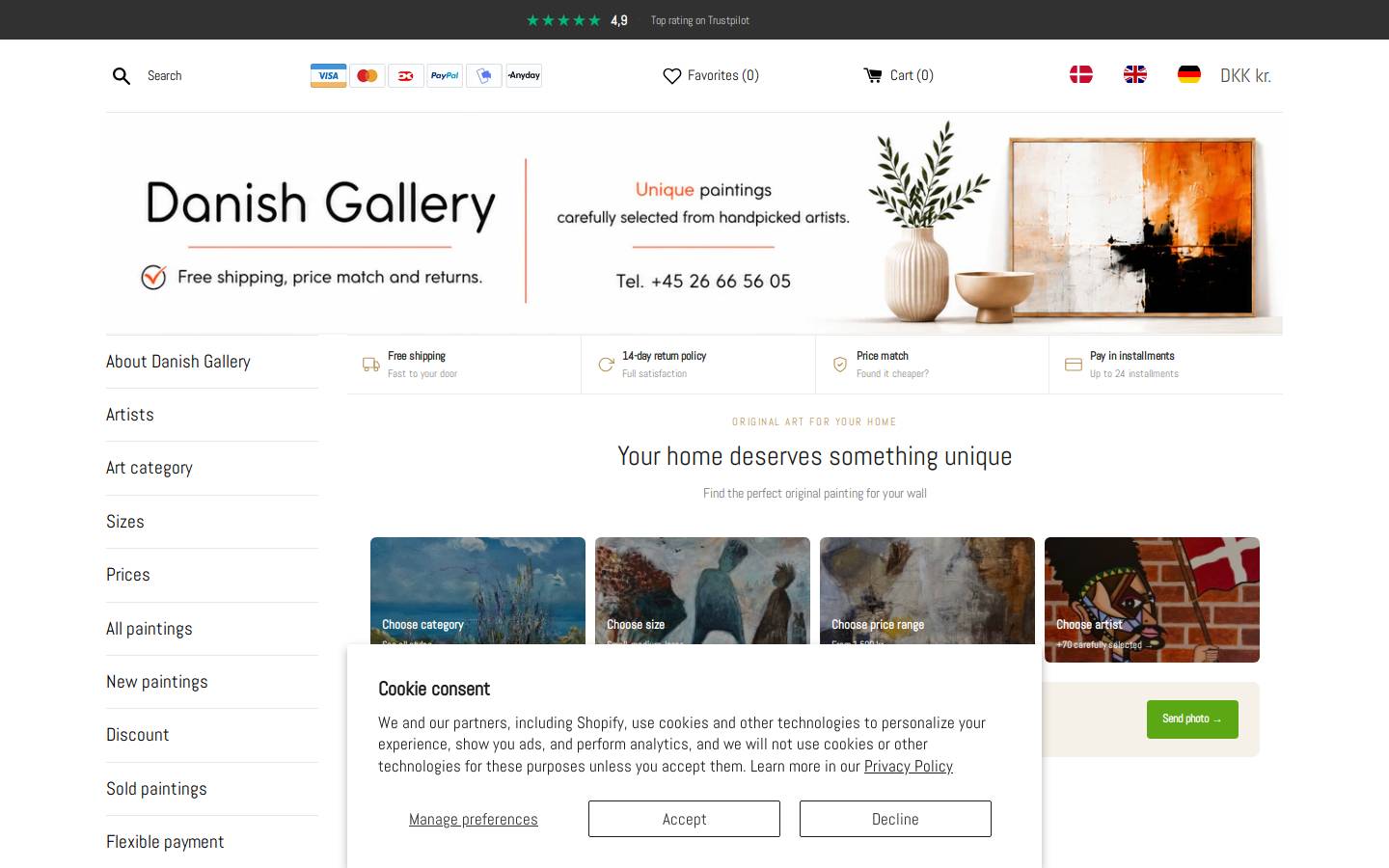 Danish Gallery homepage screenshot