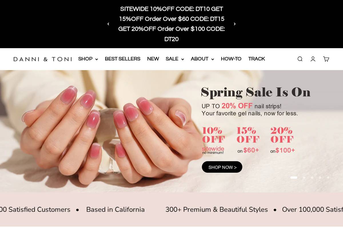 Danni & Toni Cosmetics homepage screenshot