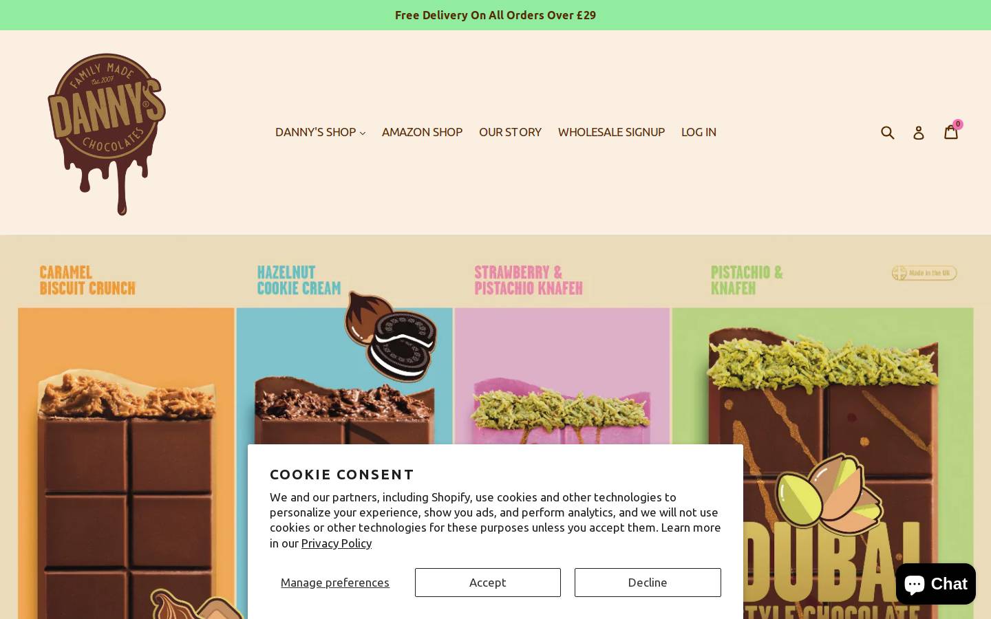 dannyschocolates.com homepage screenshot