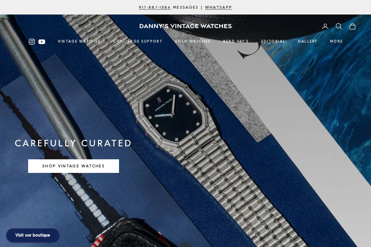 dannysvintagewatches.com homepage screenshot