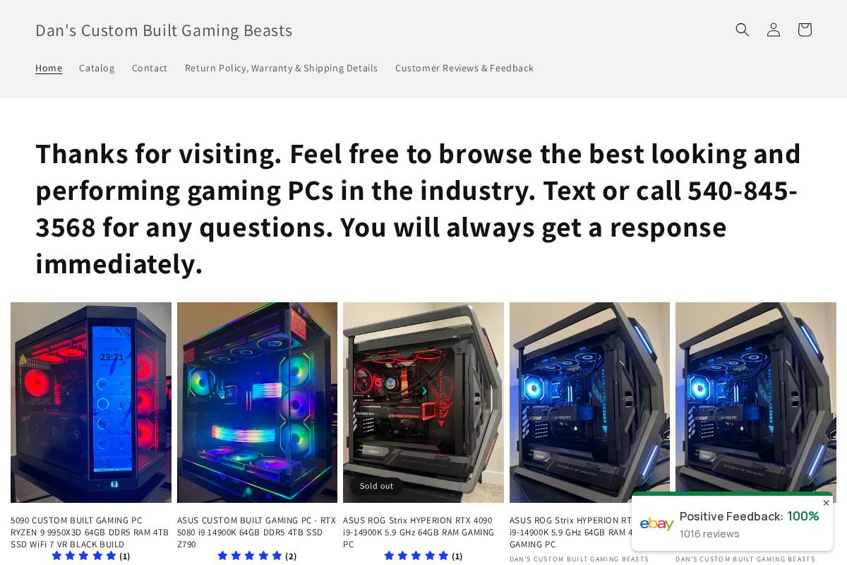 Dan's Custom Built Gaming Beasts homepage screenshot