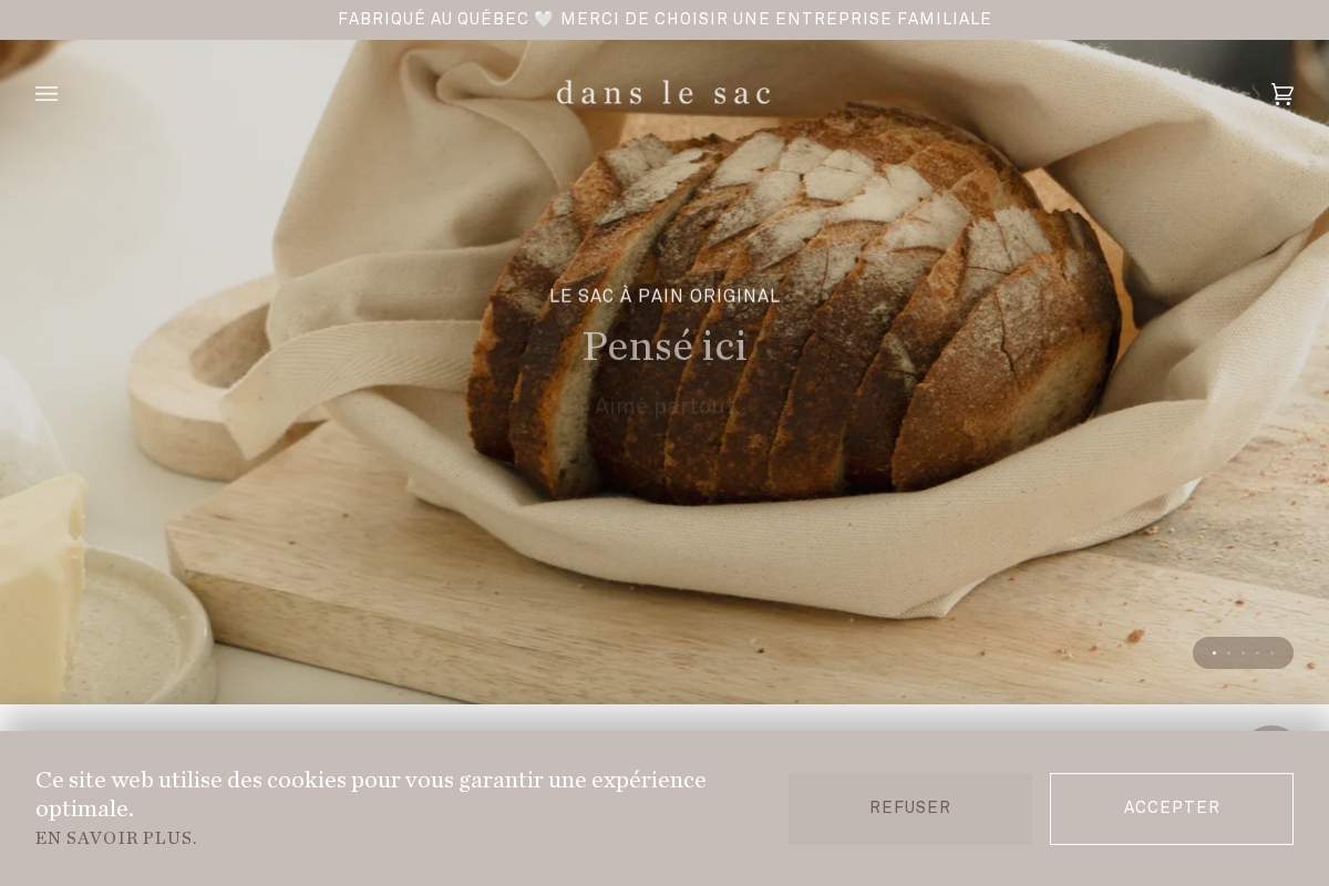 Dans Le Sac homepage screenshot