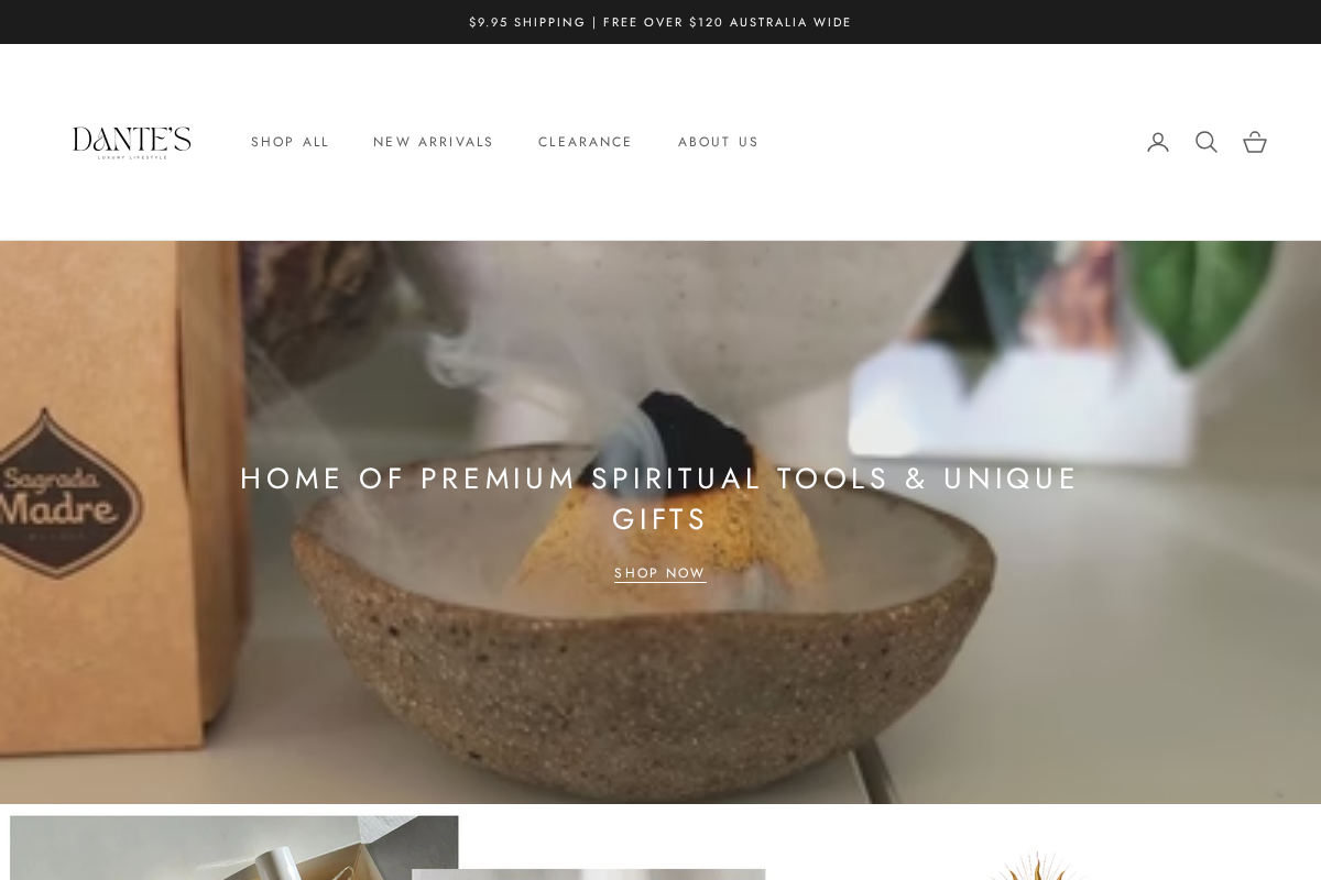 dantesluxury.com homepage screenshot