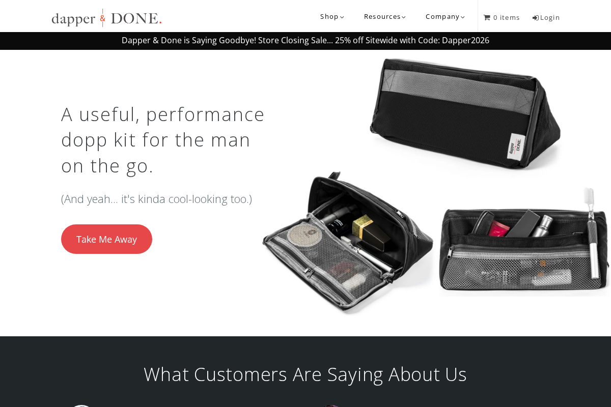 Dapper & Done | Business Travel Gear for Men homepage screenshot